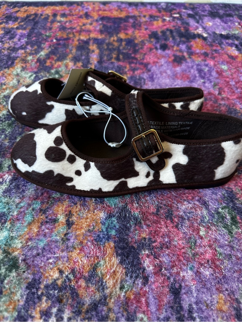 Universal Thread Cow Print Mary Jane Flats Size 5 Faux Calf Hair NWT - Picture 2 of 6